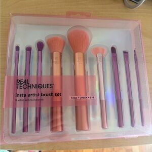 Real Techniques 9-Piece Insta Artist Brush Set - Coral & Purple